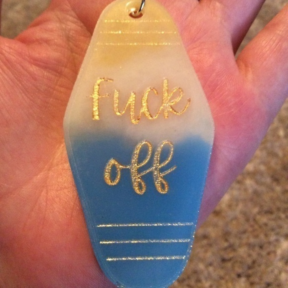 Handmade Resin Retro F*ck Off Hotel Key Chain Fob